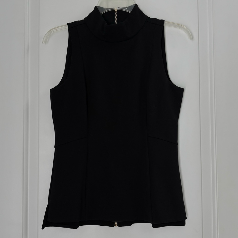 White House Black Market Black Sleeveless Top Full Zipper in Back Lined
